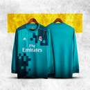 Camisa Retrô Real Madrid III 2017/18 - Manga Longa - Masculino - Adidas - Azul